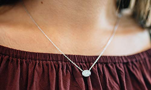 Ellena Rose Sterling Silver Opal Necklace, 925 Sterling Silver & 14K White Gold Plating, October Birthstone Necklace, Small Oval Opal Jewelry For Women, Gemstone Necklace, Simple Necklace (White Gold) - Image 2