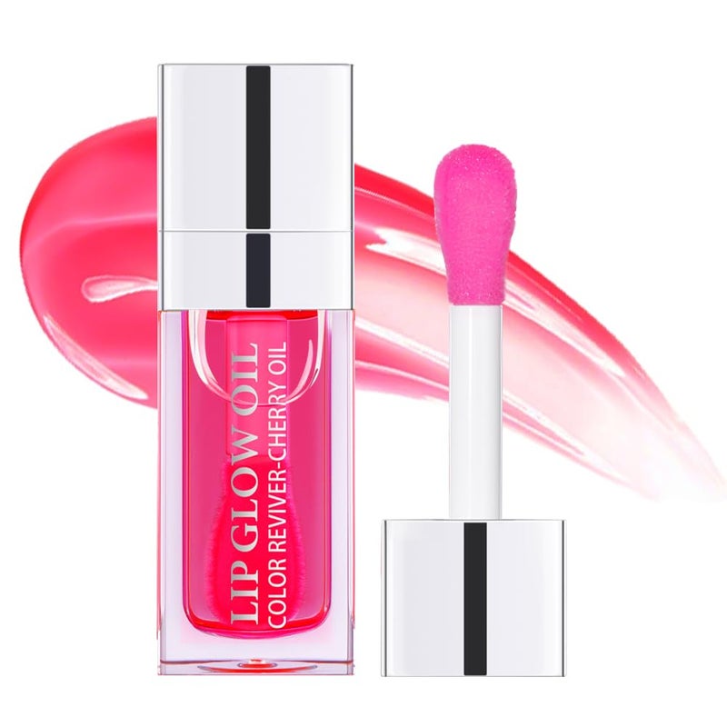Fovcos Hydrating Lip Oil - Moisturizing, Plumping Lip Gloss Balm With Cherry Tint - Image 1
