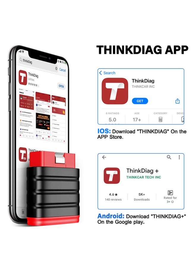 THINKCAR OBD2 Diagnostic Tool Full System Scanner with 5 Reset Functions, Brake Oil SAS TPMS BLEED Reset, Complete OBD2 Scanner for iOS Android, 10 Languages Supported, Car Fault Code Reader - Image 5