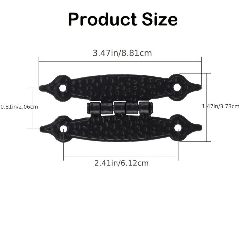 4 Matte Black Inset Cabinet Hinges with Screws Durable Metal Textured Grip for Small Boxes Cases and Cabinets - Image 3