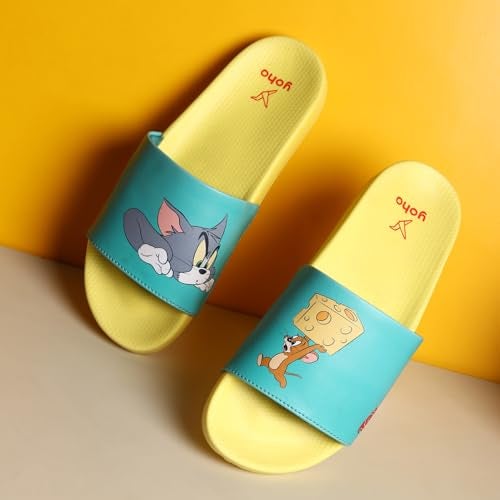 YOHO Tom and Jerry Sliders for Women, Comfortable and Lightweight Slides, Footwear for Man & Boys, Official WB Merchandise -003 | Teal - UK 8 - Image 2