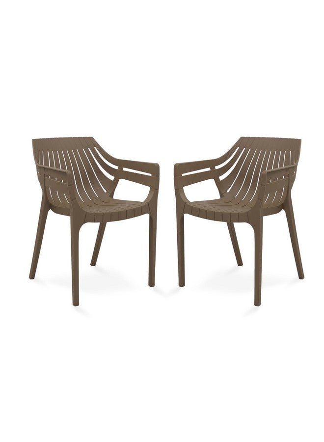 Supreme chairs Supreme chairs Spectrum with Arm Oversized Plastic Chair for Home, Garden, Cafeteria and Restaurent Purpose Comes with 6 Months Warranty (Color: Dark Beige, Count: 2) - Image 1