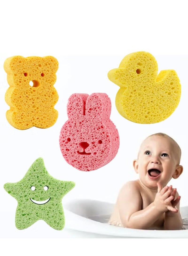4 Pack Premium Bath Sponge, Bath Foam Rub Shower Sponge, Soft Cotton Scrubber Bath Brush Rubbing Towel for Toddler Infant Newborn Great for Sensitive Skin (Set of 4) - Image 1