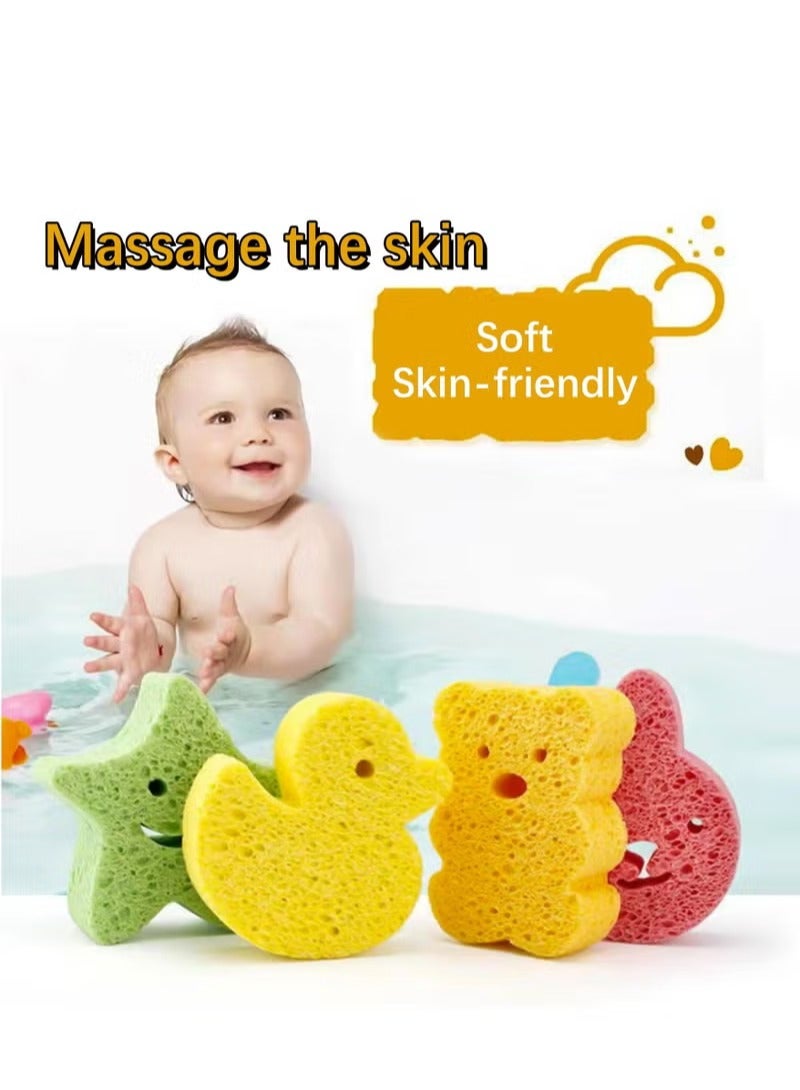 4 Pack Premium Bath Sponge, Bath Foam Rub Shower Sponge, Soft Cotton Scrubber Bath Brush Rubbing Towel for Toddler Infant Newborn Great for Sensitive Skin (Set of 4) - Image 5