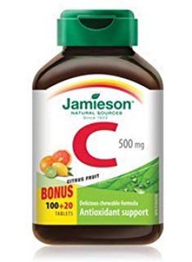 Jamieson Vitamin C Chewable 500 mg - Citrus Fruit, 120 tabs Bonus