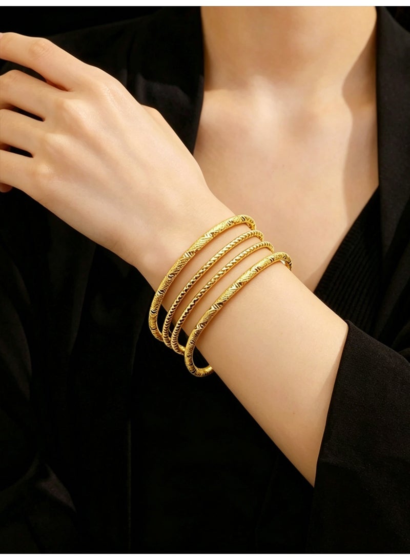 KAELVORSEN 24k Gold Plated Stackable Thin Bracelet Set for Women – 4PCS Twisted Cuff, Arabic Style, Non-Tarnish, Ramadan & Eid Gift - Image 5
