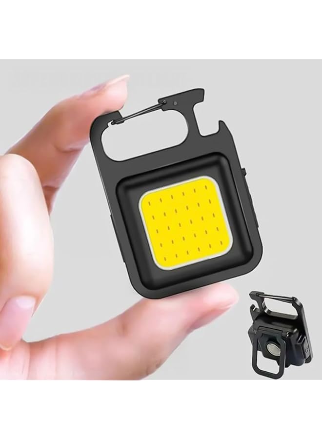 Keychain mini magenetic LED rechargable flash light Light Modes Portable Pocket Light with Folding Bracket Bottle Opener and Magnet Base for Camping Fishing Walking - Image 1