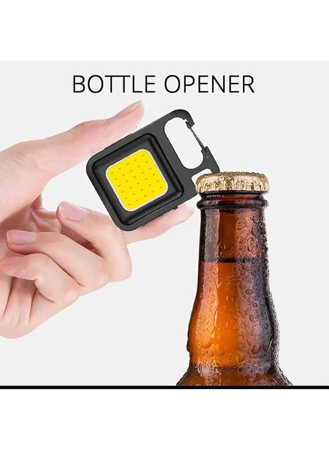 Keychain mini magenetic LED rechargable flash light Light Modes Portable Pocket Light with Folding Bracket Bottle Opener and Magnet Base for Camping Fishing Walking - Image 4