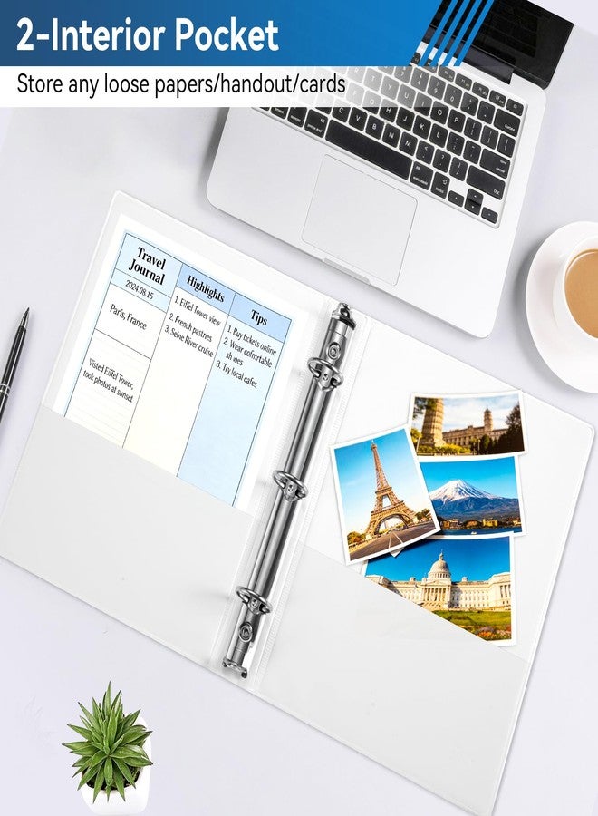 SUIN Mini 3 Ring Binder A5 Size 5.5"x8.5", 1" Round Ring 200 Sheet Capacity, Bulk 6 Pack White Binders for School Office - Image 5