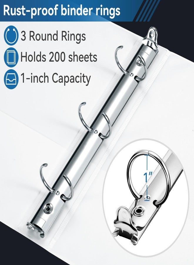 SUIN Mini 3 Ring Binder A5 Size 5.5"x8.5", 1" Round Ring 200 Sheet Capacity, Bulk 6 Pack White Binders for School Office - Image 3