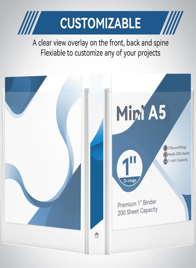 SUIN Mini 3 Ring Binder A5 Size 5.5"x8.5", 1" Round Ring 200 Sheet Capacity, Bulk 6 Pack White Binders for School Office - Image 4