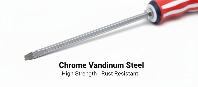 MESHIV 12 Inch Heavy Duty Screwdriver | Chrome Vanadium Steel Shaft | Anti-Slip American Flag Grip | Precision Hand Tool for Home, Car & DIY Repairs (Non-Magnetic) (12 INCH) - Image 3