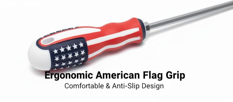 MESHIV 12 Inch Heavy Duty Screwdriver | Chrome Vanadium Steel Shaft | Anti-Slip American Flag Grip | Precision Hand Tool for Home, Car & DIY Repairs (Non-Magnetic) (12 INCH) - Image 5