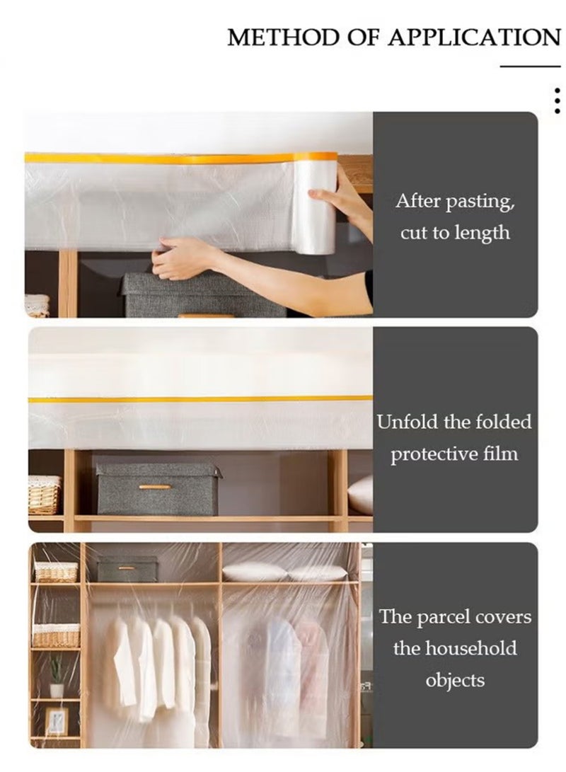 YOUGE Plastic Drop Cloths, (3mx20m) Waterproof Anti-Dust Furniture Cover With Adhesive Strip, Thicken Painters Drop Cloth, Disposable Plastic Cover for Painting Protection, Large Anti Dust Clear Cover for Sofa Furniture Floor Wall Protection - Image 5