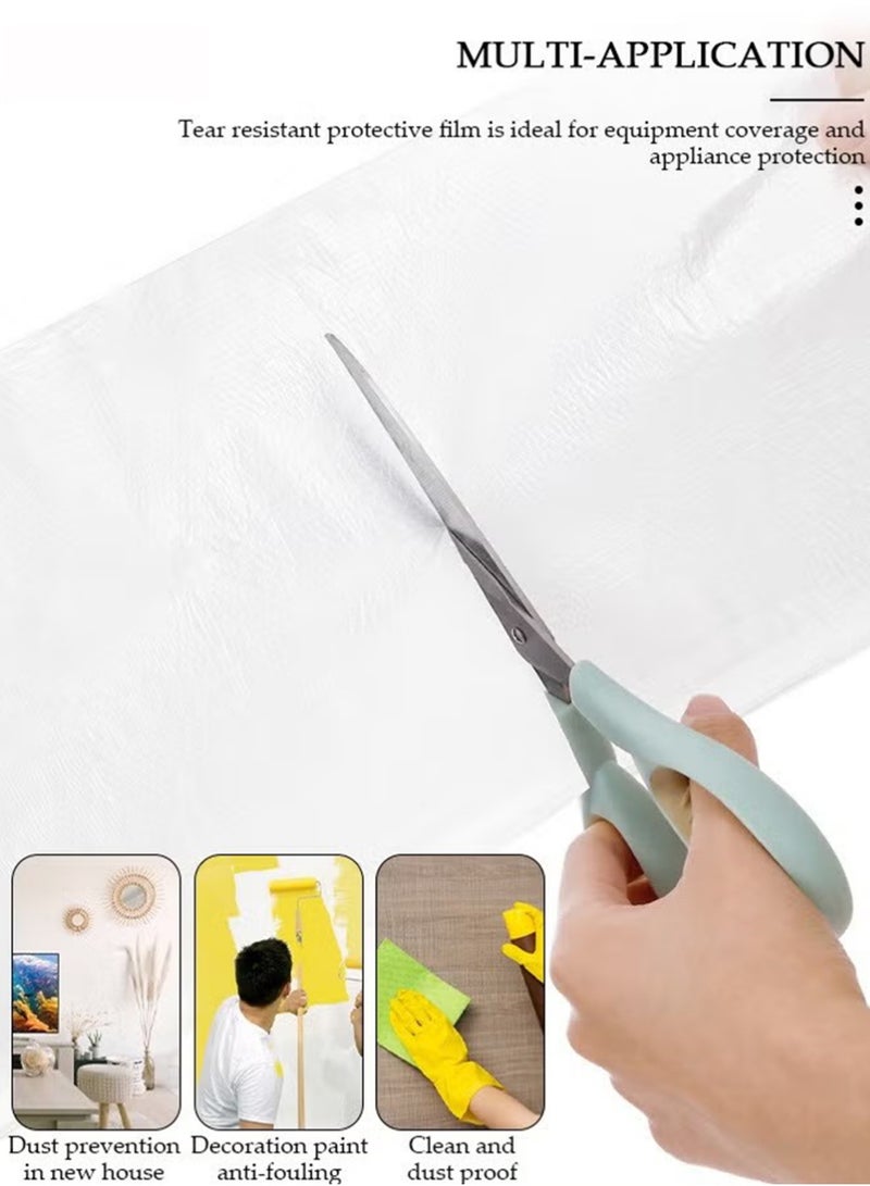 YOUGE Plastic Drop Cloths, (3mx20m) Waterproof Anti-Dust Furniture Cover With Adhesive Strip, Thicken Painters Drop Cloth, Disposable Plastic Cover for Painting Protection, Large Anti Dust Clear Cover for Sofa Furniture Floor Wall Protection - Image 3