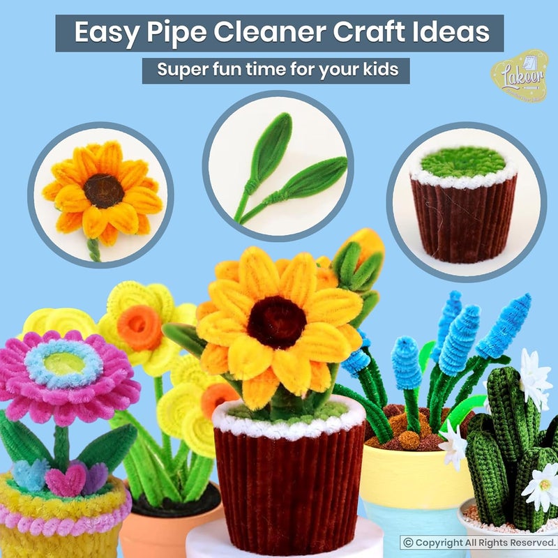 Lakeer Lakeer Pipe Cleaners 100 Pcs 10 Colors Chenille Stems for DIY Crafts Decorations Creative School Projects 6 mm x 12 Inch White Colors - Image 5