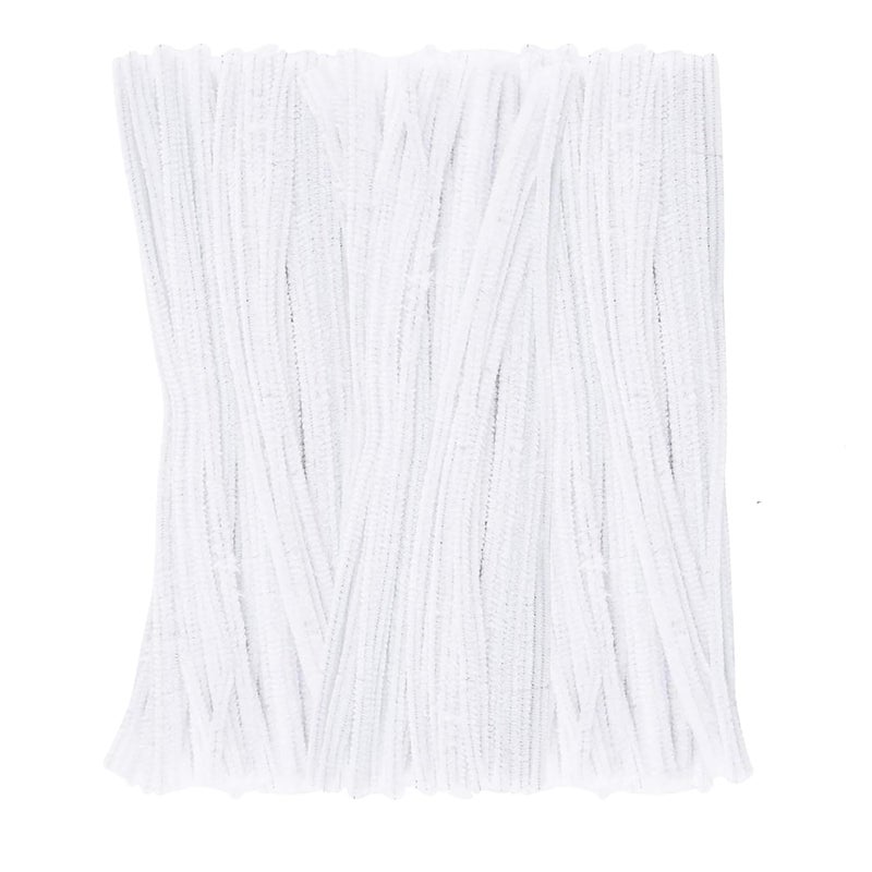 Lakeer Lakeer Pipe Cleaners 100 Pcs 10 Colors Chenille Stems for DIY Crafts Decorations Creative School Projects 6 mm x 12 Inch White Colors - Image 1