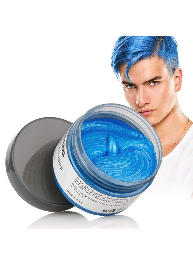 BeeShine - BeeShine Hair Coloring Wax Blue Disposable Instant Matte Hairstyle Mud Cream Hair Pomades for Kids Men Women to Cosplay Nightclub Masquerade Transformation - Image 1