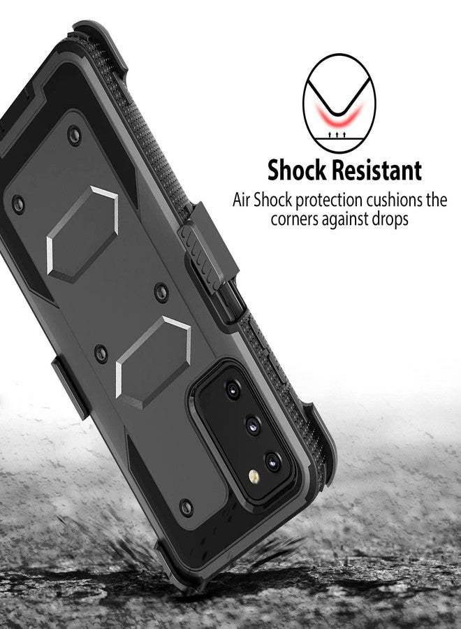 TJ's TJS Compatible for Samsung Galaxy A15 5G Case, with [Tempered Glass Screen Protector] Belt Clip Holster Hybrid Kickstand Heavy Duty Phone Case Cover (Black) - Image 2