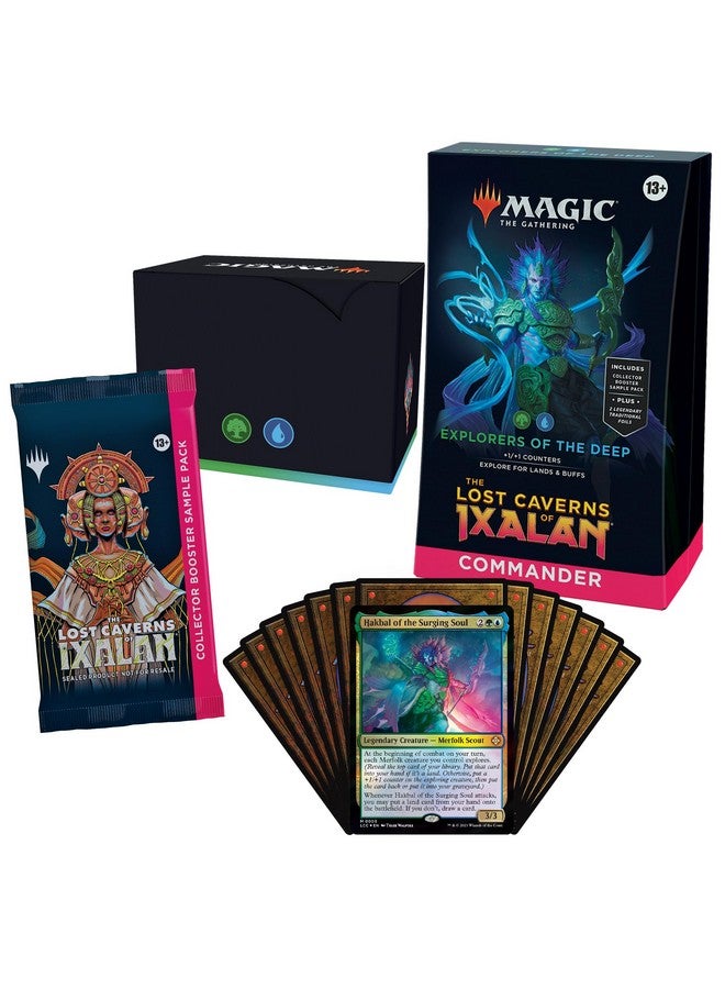 Magic the Gathering Magic: The Gathering The Lost Caverns Of Ixalan Commander Deck - Explorers Of The Deep (100-Card Deck, 2-Card Collector Booster Sample Pack + Accessories) - Image 1