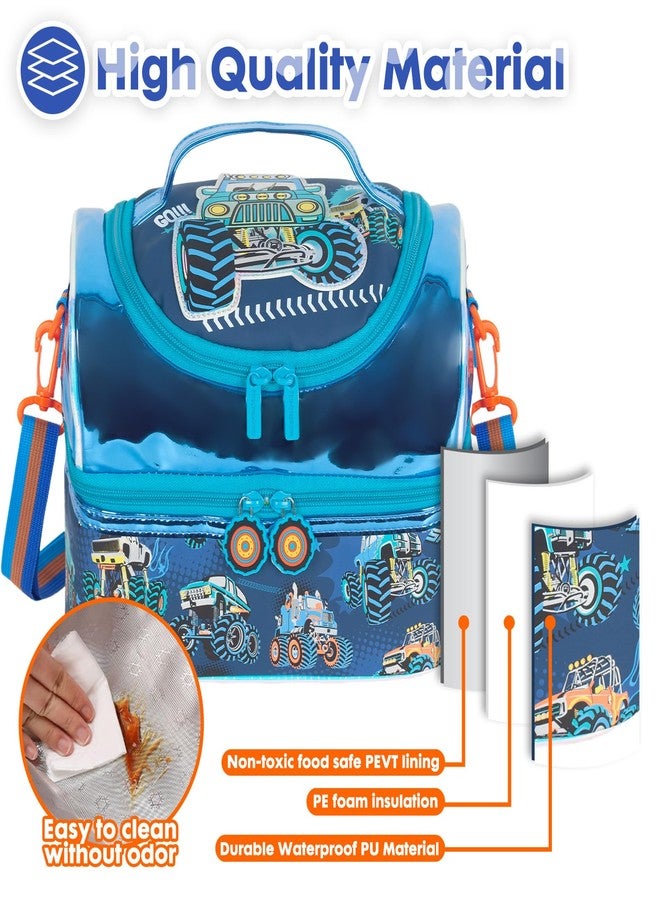 YOYTOO Kids Double Decker Cooler Insulated Lunch Bag, Back to School Large Meal Tote for Boys, Girls, Men, Women, with Adjustable Strap, Racing - Image 4