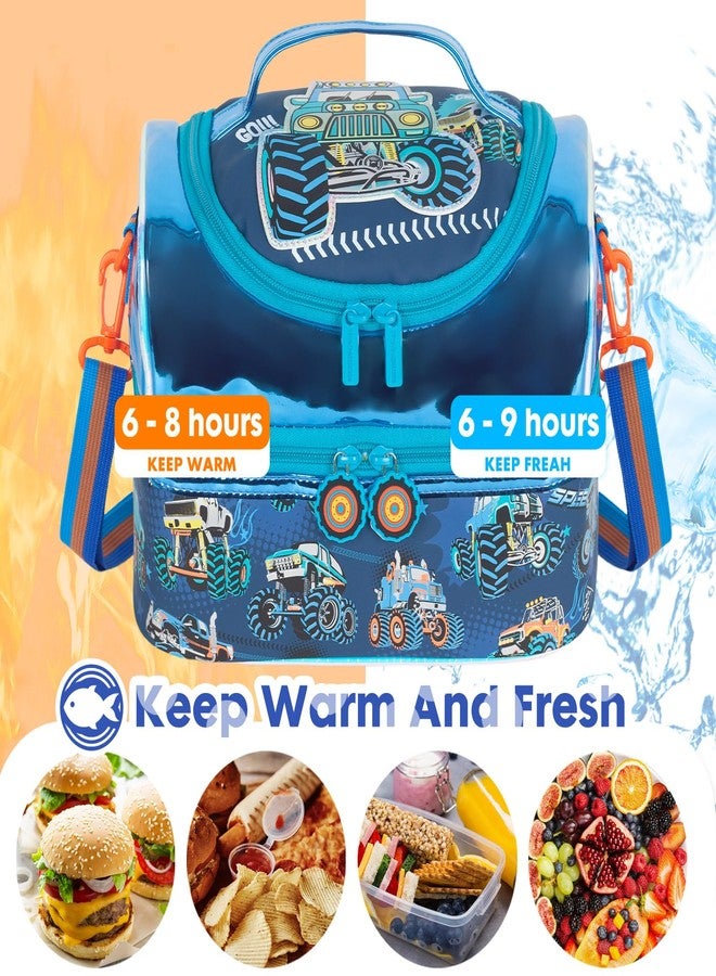 YOYTOO Kids Double Decker Cooler Insulated Lunch Bag, Back to School Large Meal Tote for Boys, Girls, Men, Women, with Adjustable Strap, Racing - Image 5