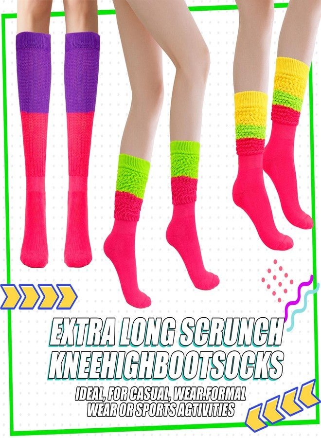 فلاجسكاي جوارب فلاجسكي النيون المترهلة، مستوحاة من أزياء الثمانينيات والتسعينيات للنساء، جوارب طويلة ناعمة للغاية تصل إلى الركبة، مثالية للحفلات - Image 5