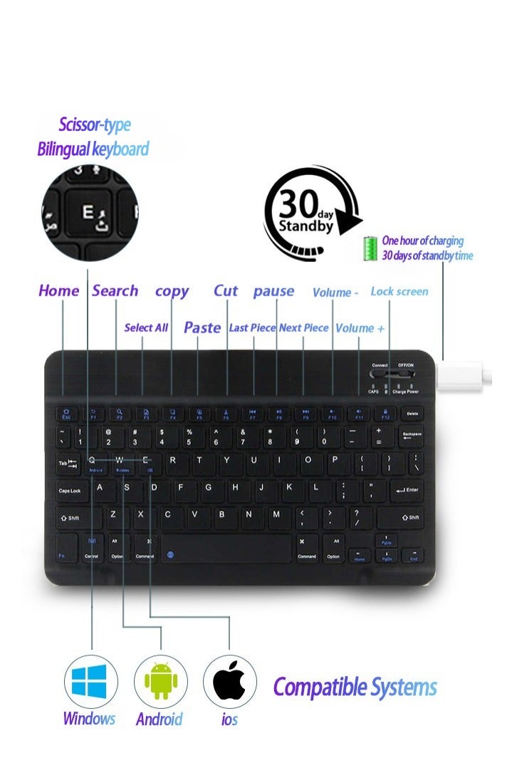 Keyboard Case For Redmi Pad SE 11 Inch, Detachable Bluetooth Keyboard Case Fully Wrapped /Anti-Fall /Leather Shockproof /Triangle Bracket, /Built-In Pen Slot / Flip-Top Smart Wake-Up/Off - AED 49 Gift Set Screen Protector-Dark Green - Image 4