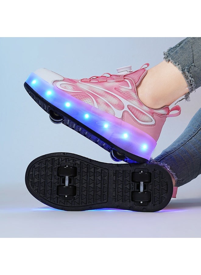 NIBEMINENT Kids Roller Skates Shoes 4 Wheels Roller Shoes Boys Girls Wheel Shoes Roller Sneakers Shoes for Beginner More Balanced  - Image 2