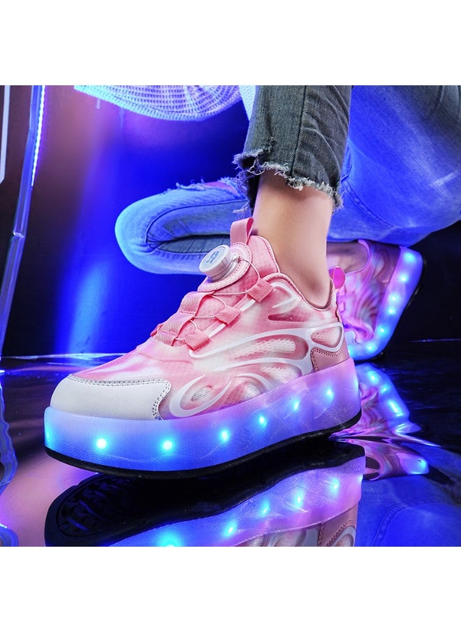 NIBEMINENT Kids Roller Skates Shoes 4 Wheels Roller Shoes Boys Girls Wheel Shoes Roller Sneakers Shoes for Beginner More Balanced  - Image 1