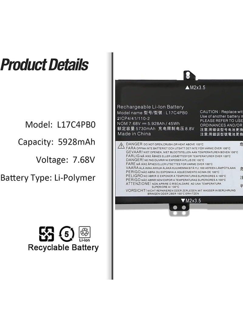 Terabyte REPLACEMENT 7.68V 45Wh/ 5928mAh L17C4PB0 Laptop Battery Compatible for Lenovo Flex 6-14ARR 6-14IKB IdeaPad 530S-14IKB 530S-14ARR 530S-15IKB Yoga 530-14ARR 530-14IKB - Image 3