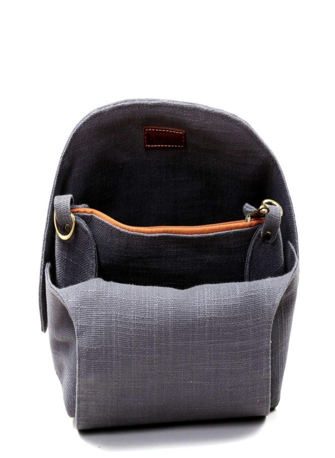 BHASTRA Seal Grey Amaira Handloom Sling Bag Ethnic & Modern With Embroidered Strap - Cross-Body Bag For Girls | Perfect for Traditional and Western Outfits | Vegan leather | Side Slings Bag For Women - Image 5