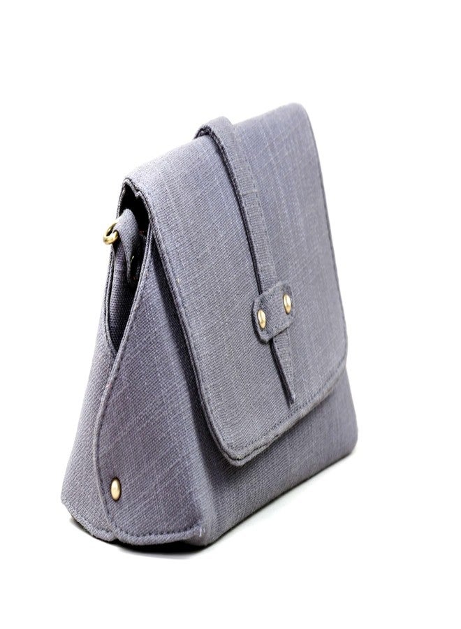 BHASTRA Seal Grey Amaira Handloom Sling Bag Ethnic & Modern With Embroidered Strap - Cross-Body Bag For Girls | Perfect for Traditional and Western Outfits | Vegan leather | Side Slings Bag For Women - Image 4
