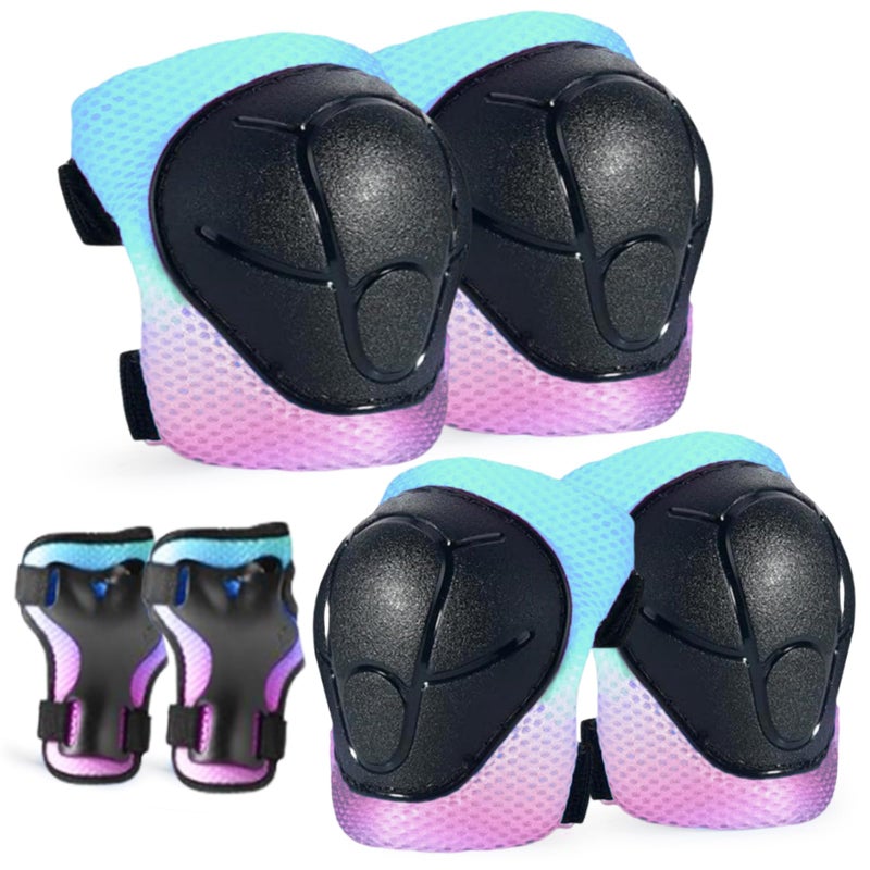 FOOKCIAN Kids/Youth Protective Gear Set - Knee and Elbow Pads, Wrist Guards for Boys Girls 3-14 Years - Adjustable for Skateboarding, Skating, Skiing, Cycling, Biking, Running, Scooter - Image 1