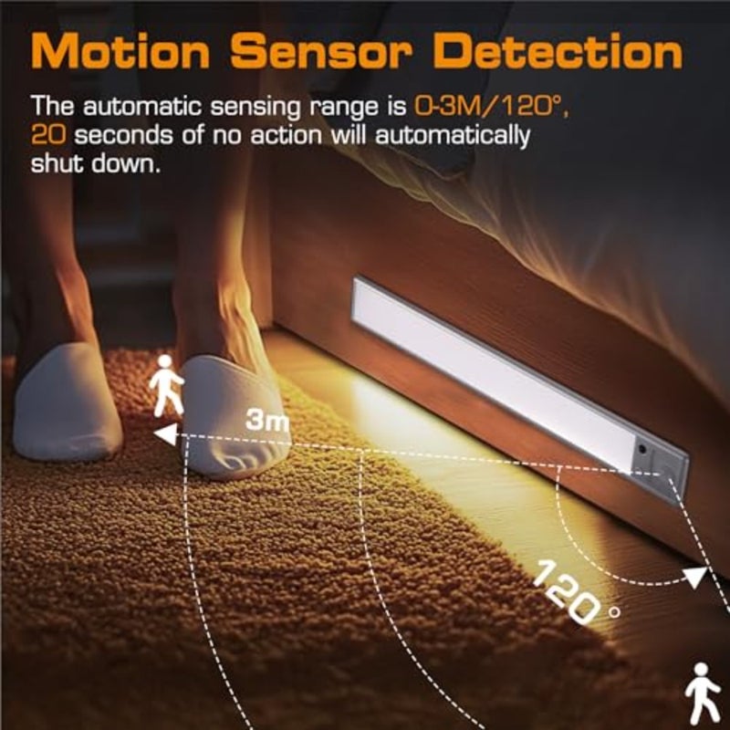 78 LED Motion Sensor Cabinet Light with Remote, 2 Pack 3 Color Wireless Lights, 2200mAh Rechargeable, For Kitchen, Cupboard, Wardrobe Stair - Image 3