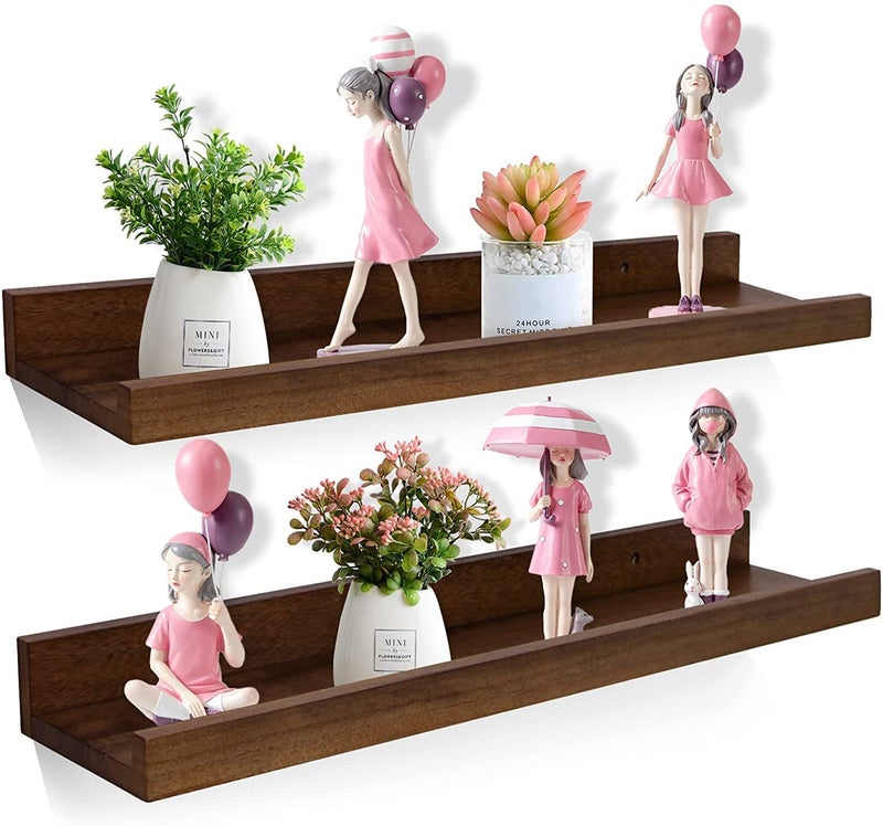 ODEJIA 22inch Floating Wall Shelf Set of 2Natural Sheesham Wall Decor Storage Shelf Wall Mount Display Rack for Bedroom Living Room Bathroom Kitchen Office and More - Image 1