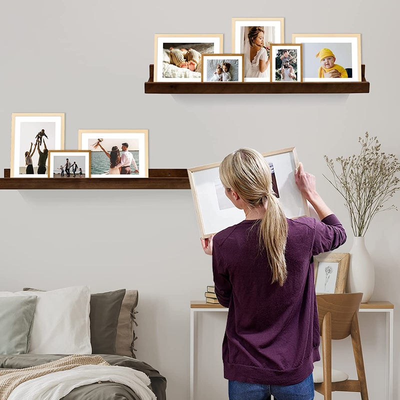 ODEJIA 22inch Floating Wall Shelf Set of 2Natural Sheesham Wall Decor Storage Shelf Wall Mount Display Rack for Bedroom Living Room Bathroom Kitchen Office and More - Image 5