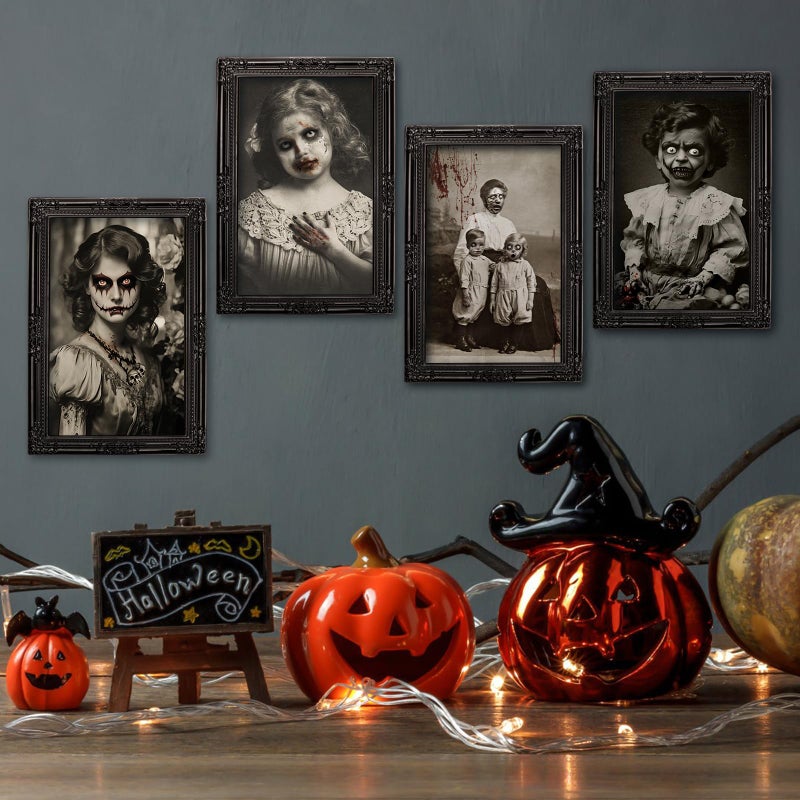 Lansian Halloween Decorations Indoor Scary Wall Decor  12Pack 3D Changing Face Moving Picture Frames Portrait  Gothic Horror Castle Haunted House Mansion Decor Decoration Party Supplies  - Image 4