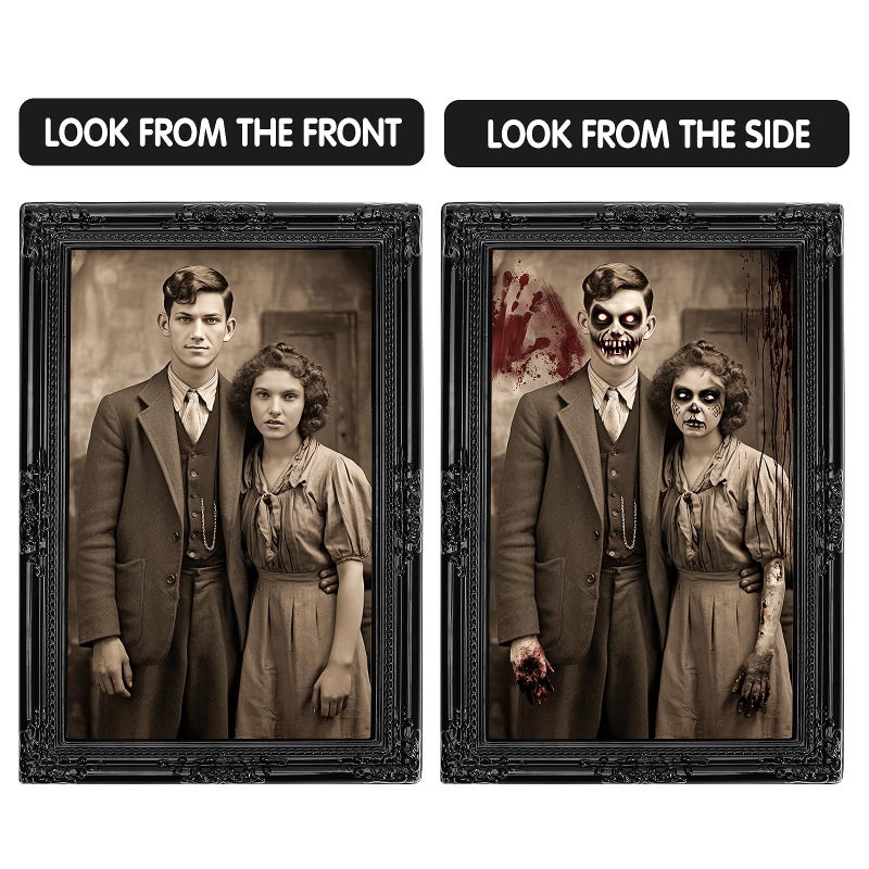 Lansian Halloween Decorations Indoor Scary Wall Decor  12Pack 3D Changing Face Moving Picture Frames Portrait  Gothic Horror Castle Haunted House Mansion Decor Decoration Party Supplies  - Image 1
