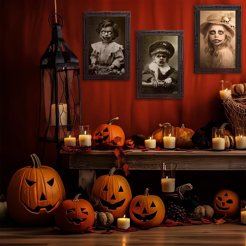 Lansian Halloween Decorations Indoor Scary Wall Decor  12Pack 3D Changing Face Moving Picture Frames Portrait  Gothic Horror Castle Haunted House Mansion Decor Decoration Party Supplies  - Image 3