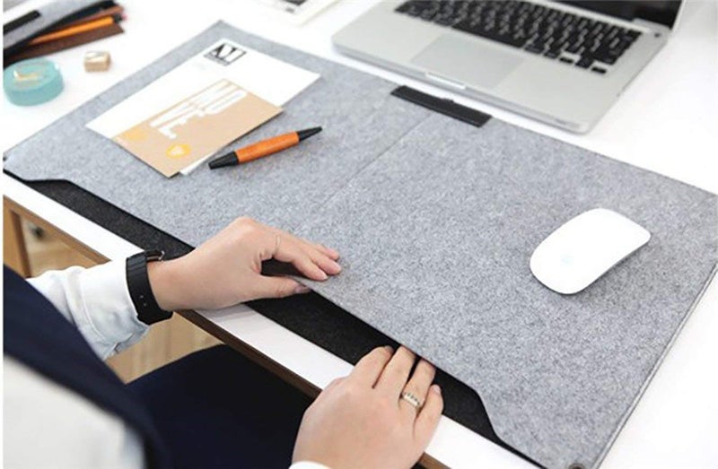 House of Quirk Laptop Keyboard Mouse Felt Pad with Paper and Pen Pocket for Desktops (Grey) - Image 1