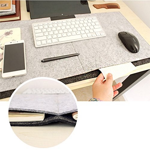 House of Quirk Laptop Keyboard Mouse Felt Pad with Paper and Pen Pocket for Desktops (Grey) - Image 2