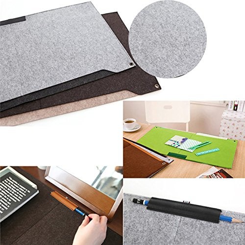 House of Quirk Laptop Keyboard Mouse Felt Pad with Paper and Pen Pocket for Desktops (Grey) - Image 5
