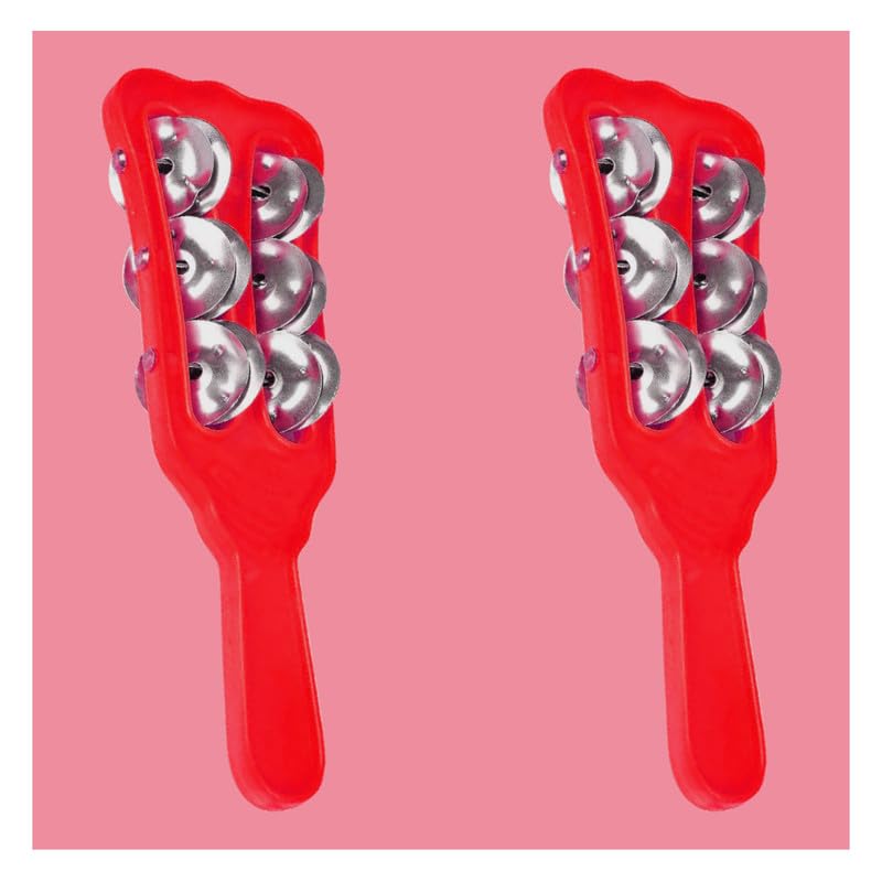 Plastic Majira Three line Music Instrument for kirtan, Bhajan, Mandir aarti (Red, Pack of 2)