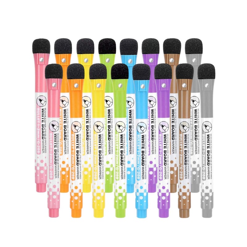 YES4QUALITY Dry Erase Markers for Whiteboard w/Eraser Caps (16 Pack), Magnetic White Board Marker Set for Kids, Ultra-Fine Tip, Assorted Colors & Low-Odor, Use for Office, Classroom & Home - Image 1