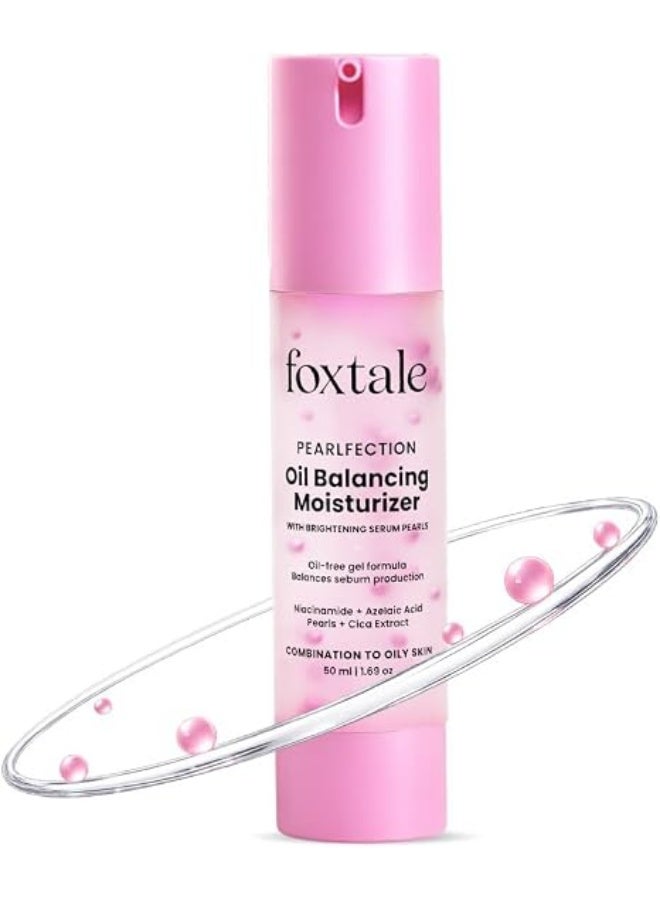 Foxtale Oil-Balancing Gel Face Moisturizer with Niacinamide & Cica | 8hr Oil-Free Glow | Lightweight & Non-Greasy | Reduces Acne & Calms Skin | For Oily & Acne-Prone Skin, 50 ml | Men & Women