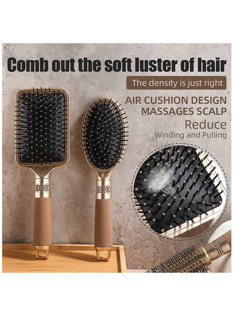 Hair Brush Set, 3pcs Hair Brush Comb with Detangling Nylon Pins, Cushion Hair Combs for Women, Men, Kids - Image 2
