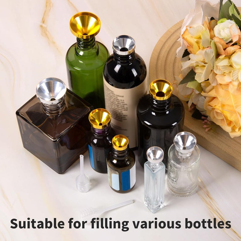 Goooxtex قمع معدني صغير 4 * 2 مع 2 ماصة صغيرة، قمع صغير، عطر، زجاجة، زيت أساسي، زجاجات مصغرة، بخاخات، مسحوق، كبسولة حيوانية، (فضي، ذهبي) - Image 5