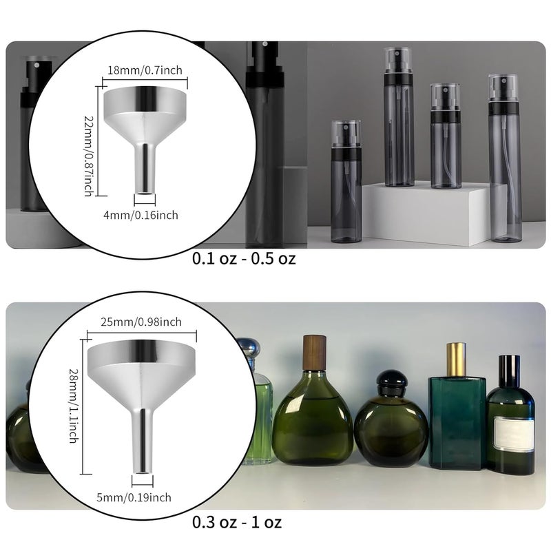 Goooxtex قمع معدني صغير 4 * 2 مع 2 ماصة صغيرة، قمع صغير، عطر، زجاجة، زيت أساسي، زجاجات مصغرة، بخاخات، مسحوق، كبسولة حيوانية، (فضي، ذهبي) - Image 3