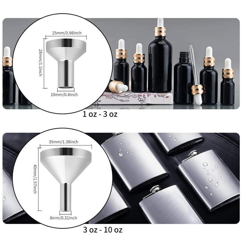 Goooxtex قمع معدني صغير 4 * 2 مع 2 ماصة صغيرة، قمع صغير، عطر، زجاجة، زيت أساسي، زجاجات مصغرة، بخاخات، مسحوق، كبسولة حيوانية، (فضي، ذهبي) - Image 4